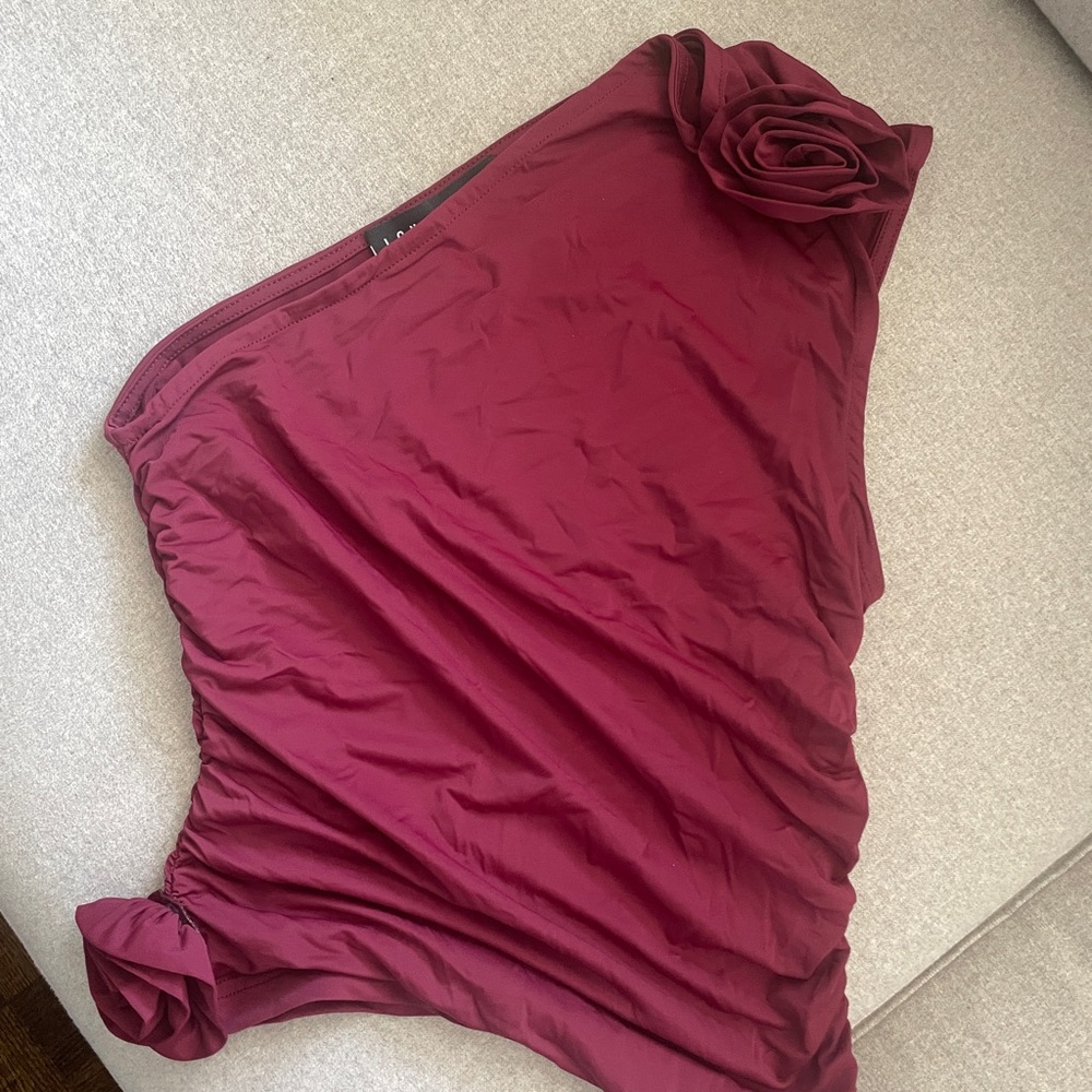 Lioness Deep Red One-Shoulder Dress